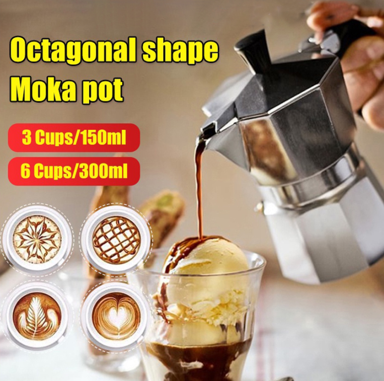 150ml/300ml nhôm mocha bình đựng cà phê stovetop nhanh máy pha cà phê stovetop máy pha cà phê expresso ấm moka bình pha cafe moka pot