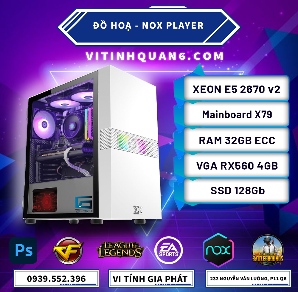 Thùng máy pc e5 2670 v2/ rx550 cân mọi thể loại game từ giả lập đến game online