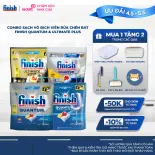 Combo Finish Sạch Dầu & Tẩy Khét Viên Rửa Chén Bát Finish Quantum & Ultimate Plus Sạch Vô Địch