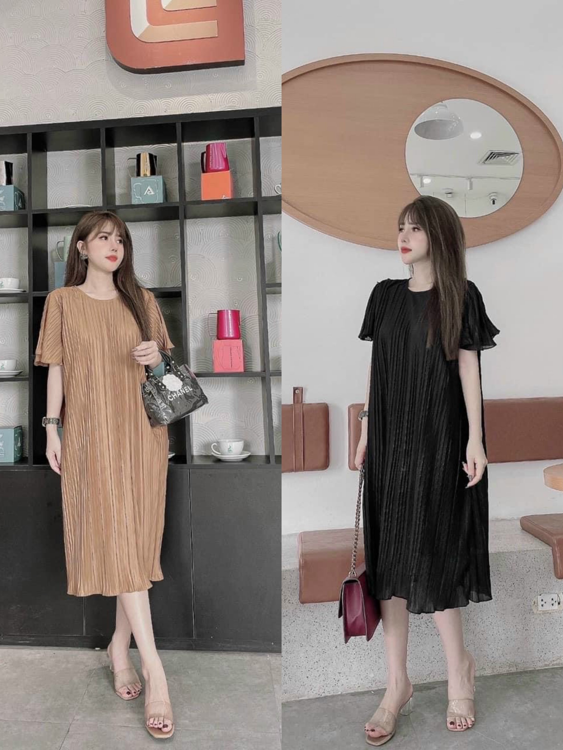 Váy bầu - ĐẦM BẦU xếp ly dáng suông mát mịn