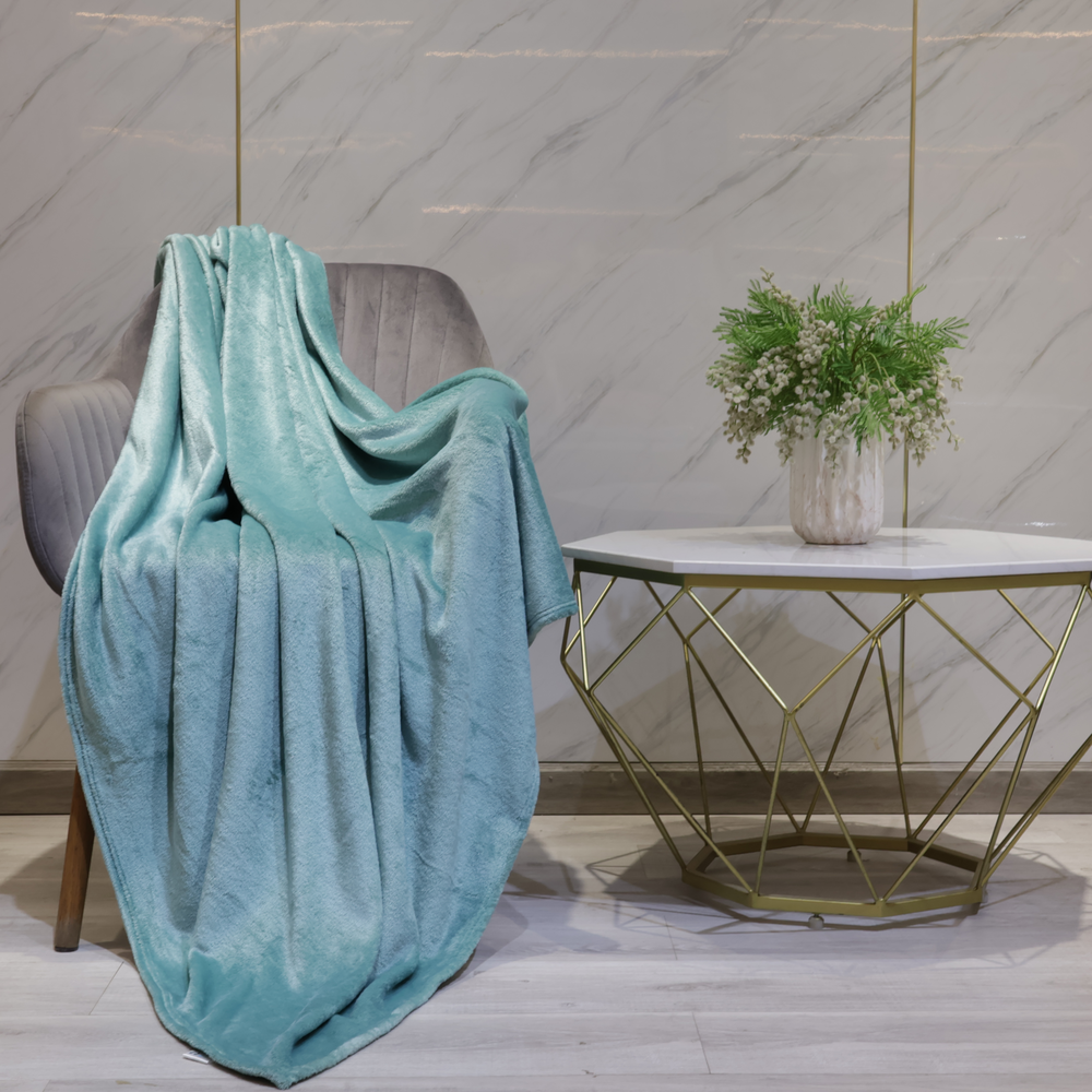 Chăn tuyết nhung, mền tuyết Nin House siêu mềm mịn màu xanh pastel - GRASS GREEN nhiều kích cỡ