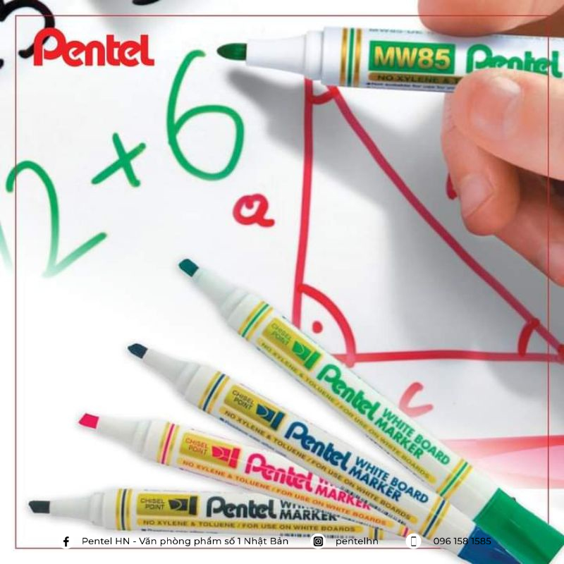 Bút dạ bảng pentel mw85 | màu mực đậm, nét viết êm | chất liệu an toàn