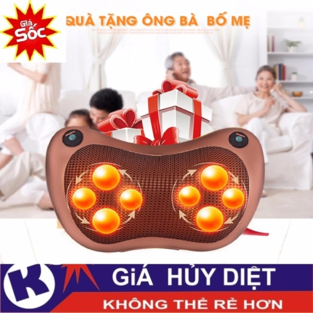 Gối Massage Hồng Ngoại 8 bi  chiều Nhật Bản Massage Cổ Vai Gáy Massage Toàn Thân Thiết Kế Gọn Nhẹ Dễ Dàng Sử Dụng.