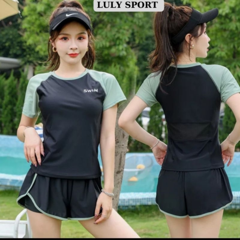 Bikini đồ bơi nữ kín đáo luly sport bộ bơi đùi ngắn tay phong cách thể thao