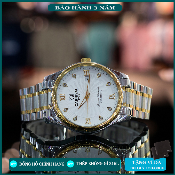 Đồng Hồ Cơ ,Đồng Hồ Nam Carnival Automatic 8761G  Chính Hãng Full Box  Kính Sapphire Chống Xước , Chống Nước, Dây Thép 316L, Bảo Hành 36T Toàn Quốc