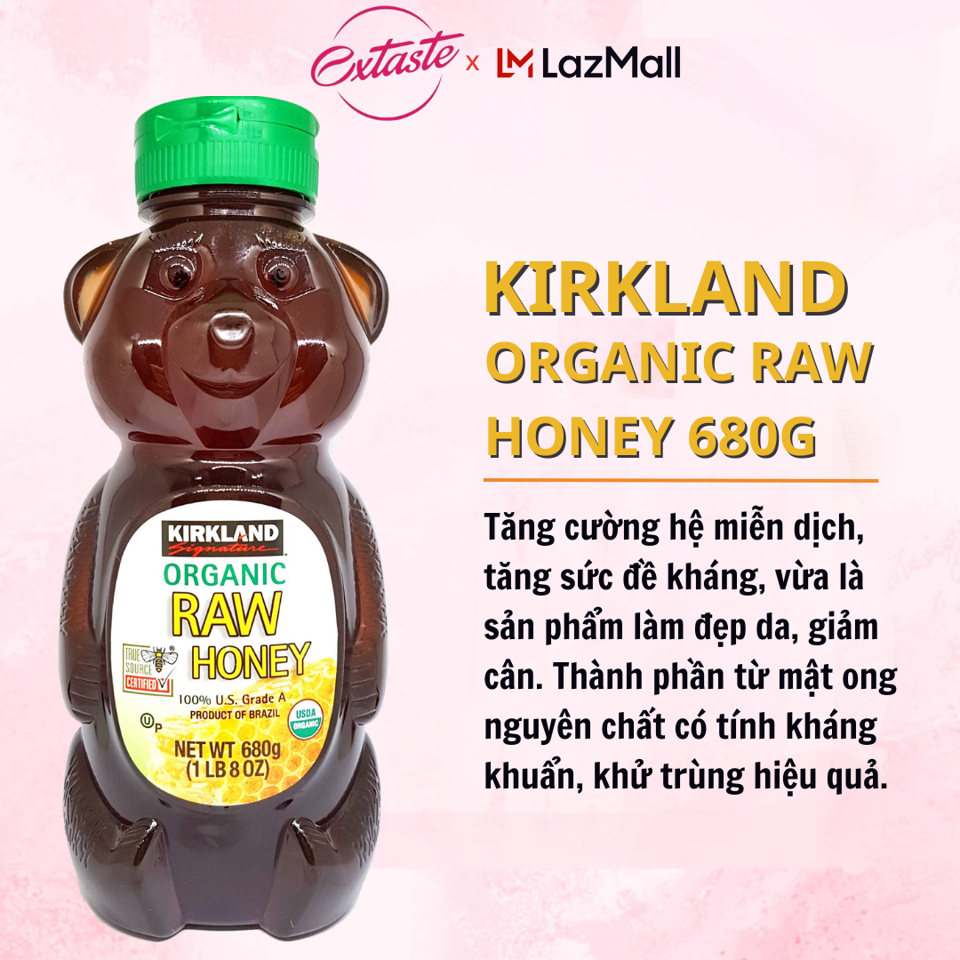 Mật Ong Kirkland Signature Raw Organic Honey 680g Nhập Khẩu Mỹ Tốt Cho Sức