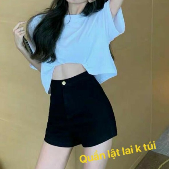 Quần sort kaki lật lai lưng cao không túi 😆