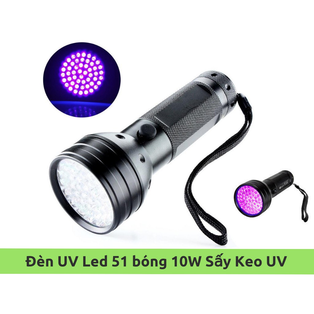 Đèn uv led 51 bóng 10w sấy keo uv soi tiền