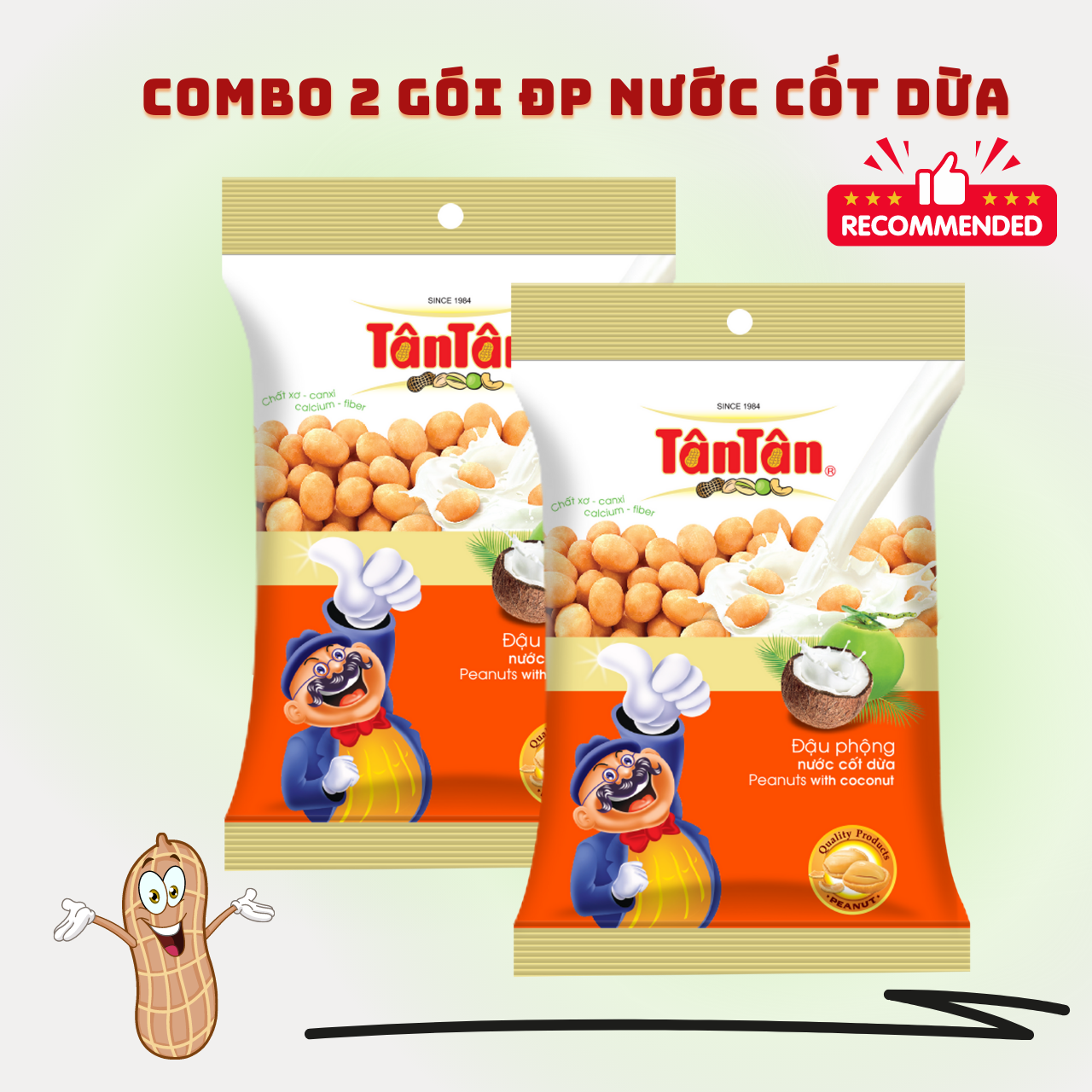 Combo 2 gói đậu phộng nước cốt dừa tân tân 28gr