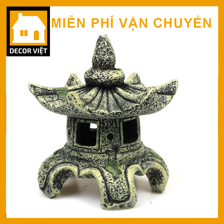 Ngồi chùa tiểu cảnh cho bể cá mô hình trang trí hồ cá hồ thủy sinh Decor Việt