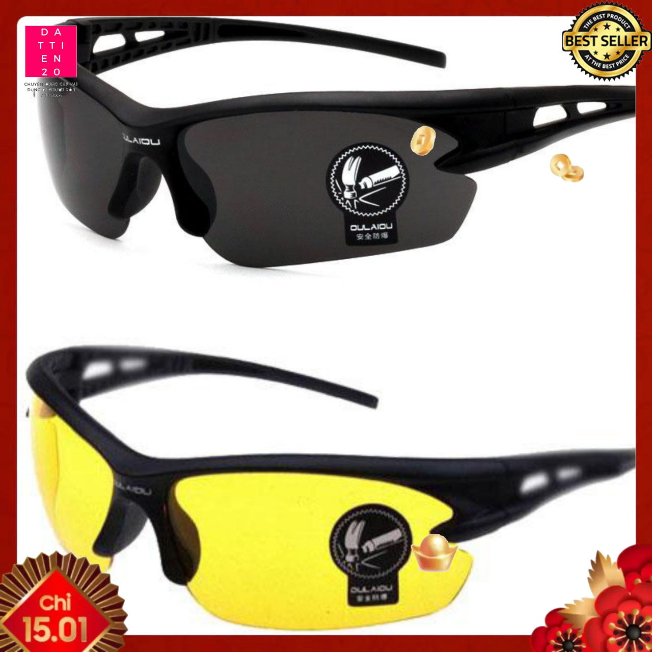 COMBO 2 KÍNH MÁT THỜI TRANG OULAIOU ĐI ĐÊM ĐI NGÀY CHỐNG TIA UV
