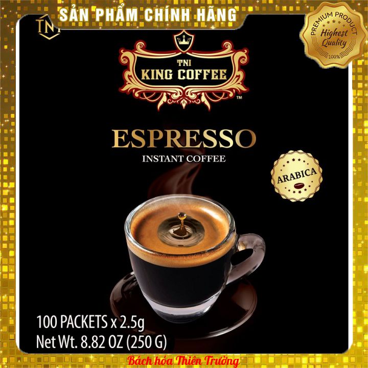 [Sản Phẩm Chính Hãng Date New] Cà phê hòa tan KING COFFEE Espresso - Hộp 100 gói x 2,5g (250g)