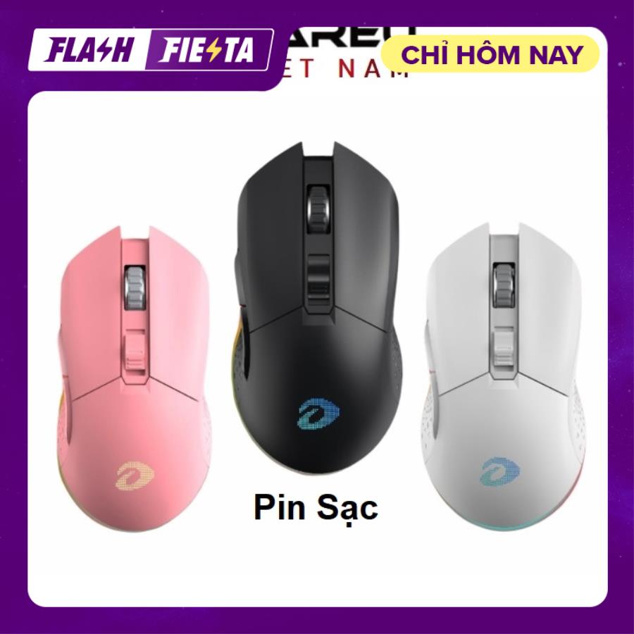 Chuột không dây Gaming Dareu EM901 Pink / Black / Trắng - Wireless Sử dụng pin sạc