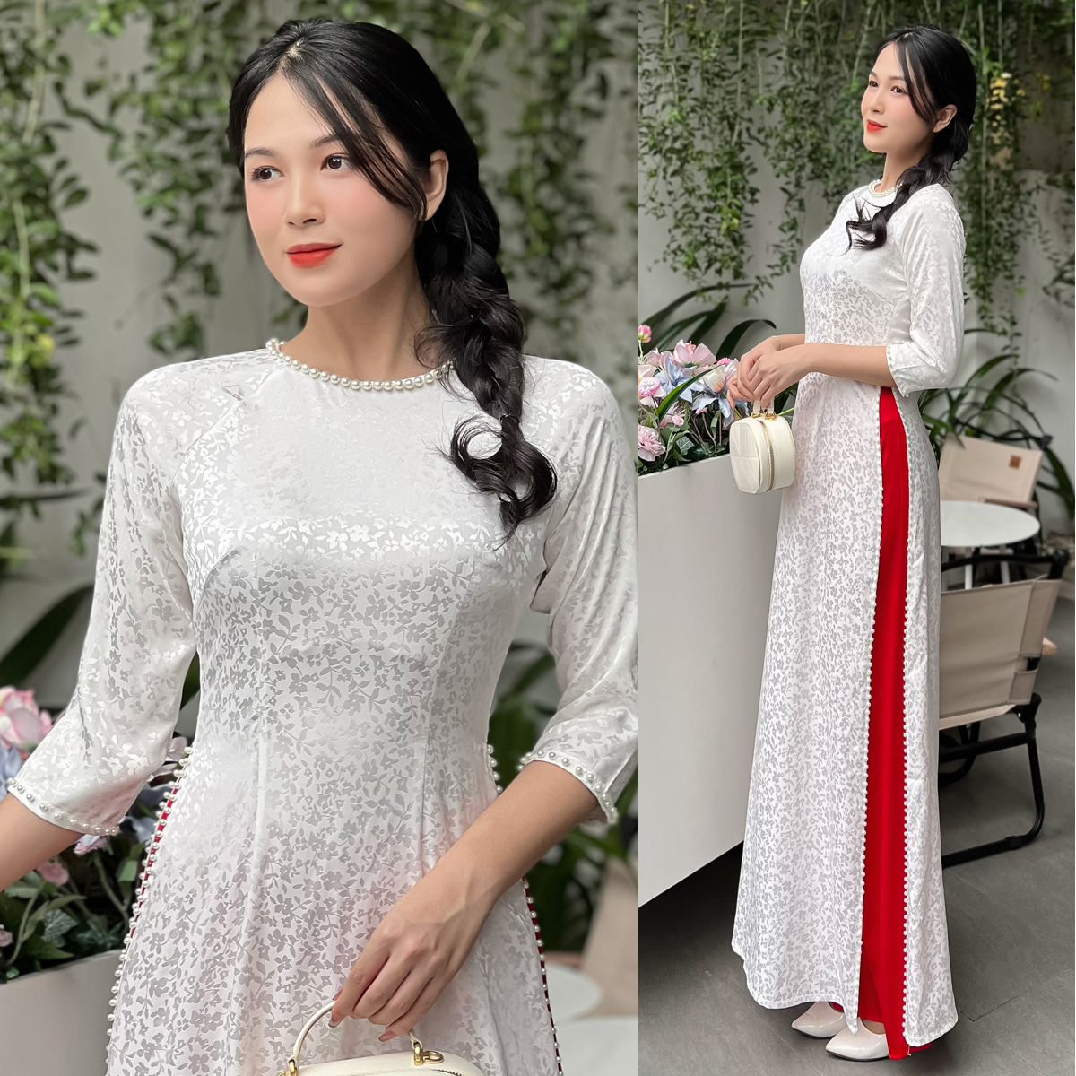 Áo dài trắng nàng thơ - ad034 - khánh linh style -lady fashion -