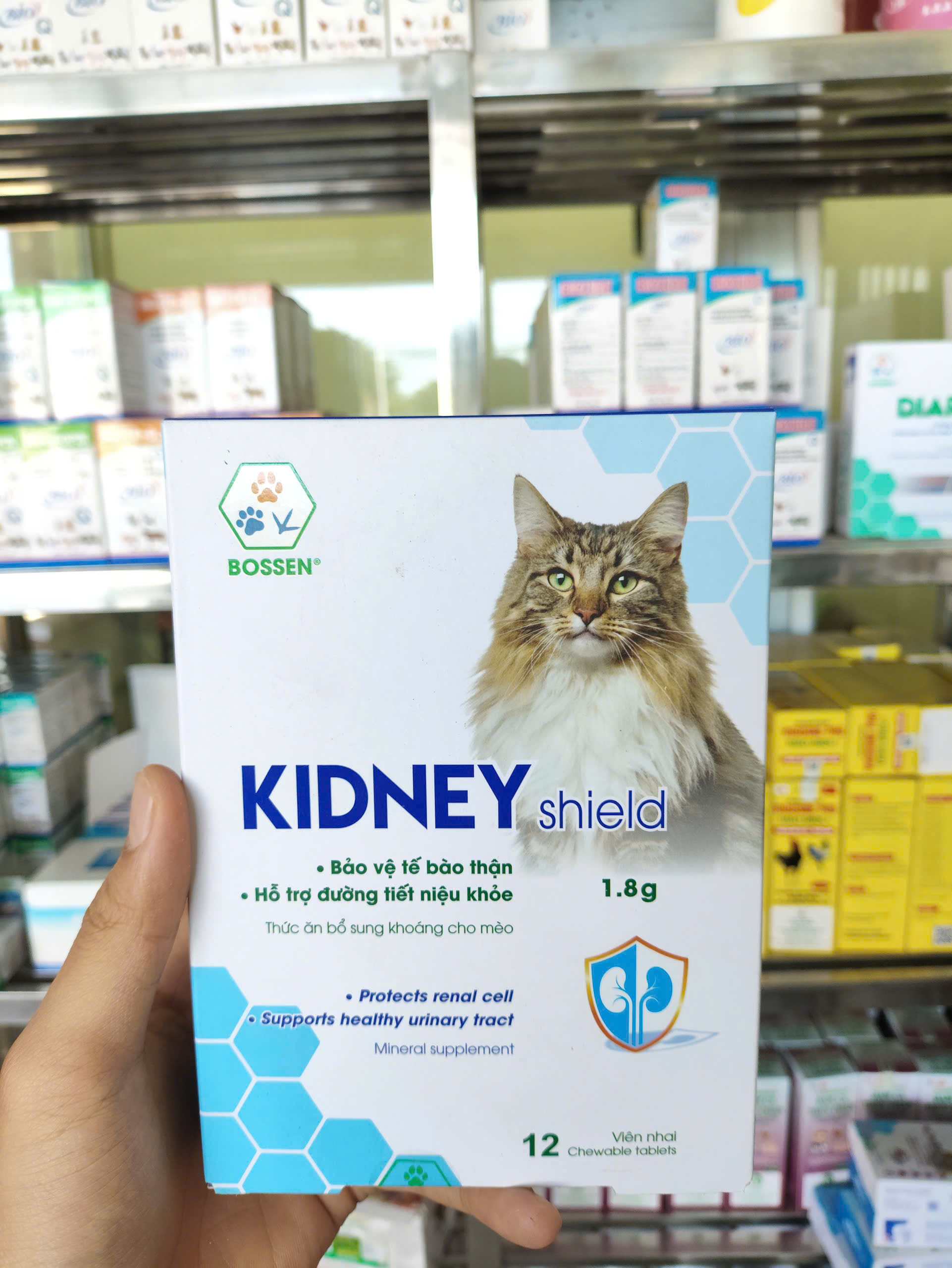 Bossen KIDNEY Shield (hộp 12 viên) hỗ trợ chức năng thận và bổ sung khoáng cho chó mèo
