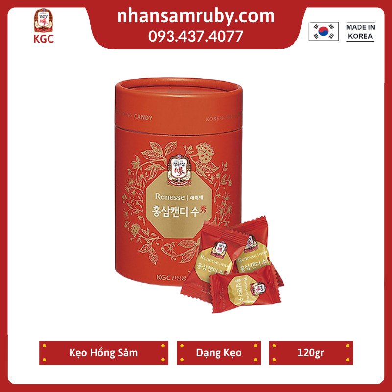 [HCM]Kẹo Hồng Sâm KGC hộp giấy 120gr