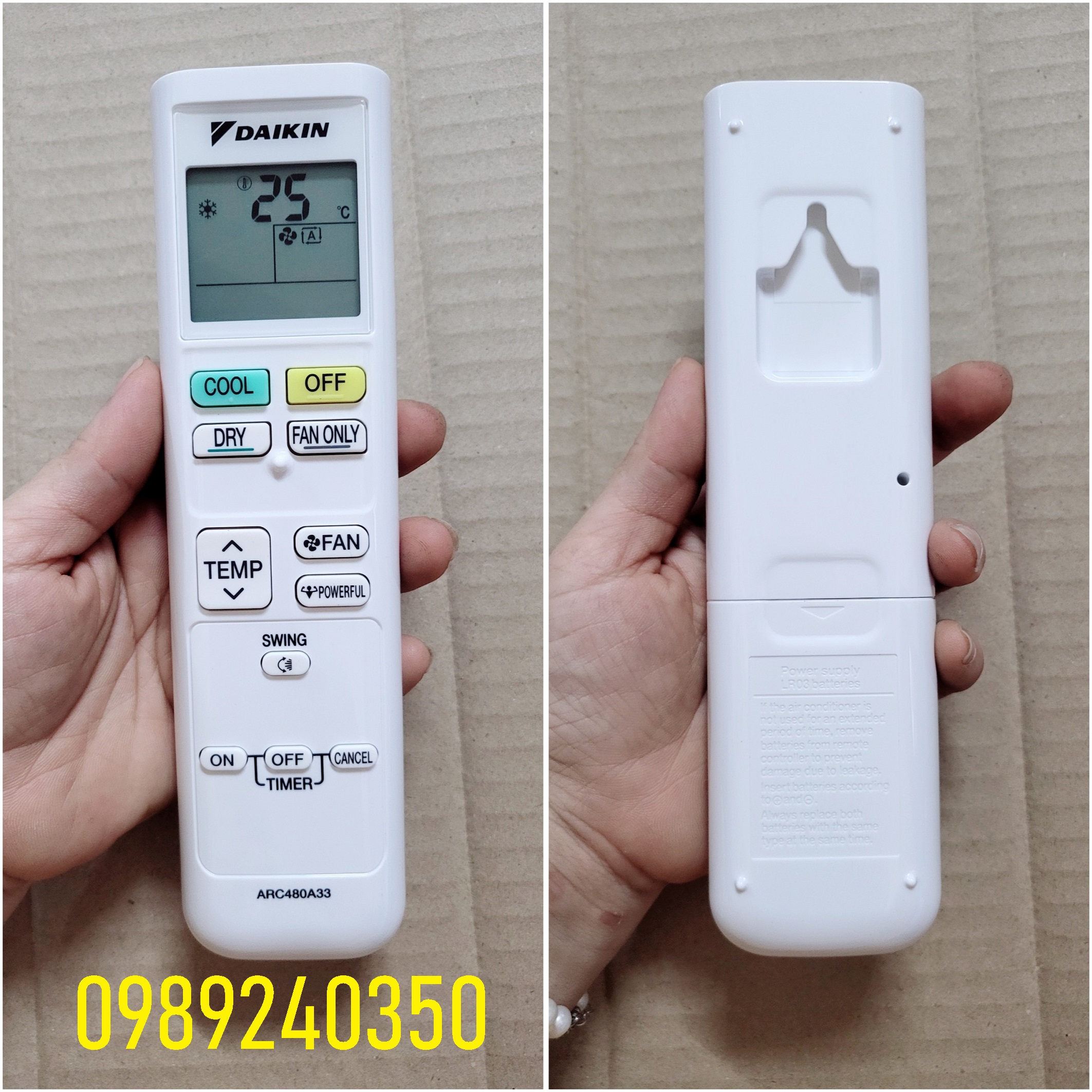 Remote điều khiển điều hòa máy lạnh Daikin ARC 480A33 mới chính hãng