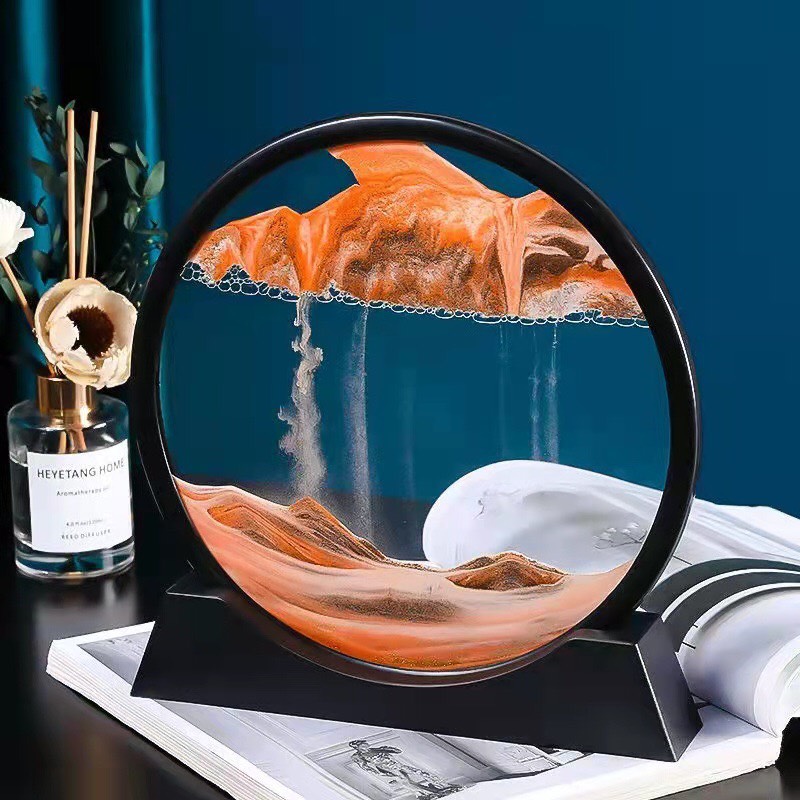 Quà tặng sinh nhật đồng hồ cát trang trí phong cảnh 3D bức tranh thủy tinh cát lún bức tranh sáng tạo văn phòng máy tính để bàn trang trí quà tặng