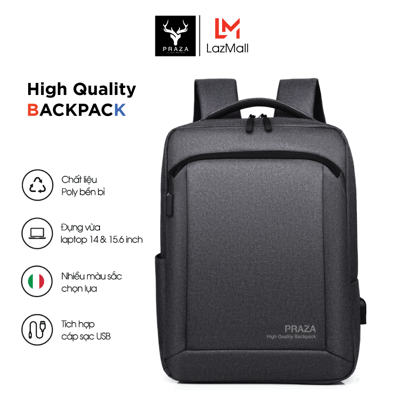 Balo Laptop Campus Cao Cấp, Có Cổng Sạc USB, Có Ngăn Đựng Laptop PRAZA  - BL187