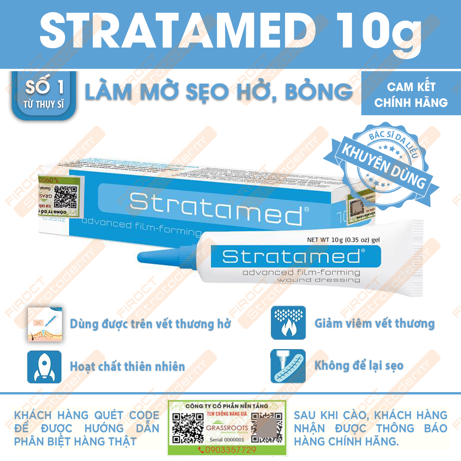 [HCM] Gel làm mờ và cải thiện sẹo Stratamed 10g - Stratpharma Thụy Sĩ