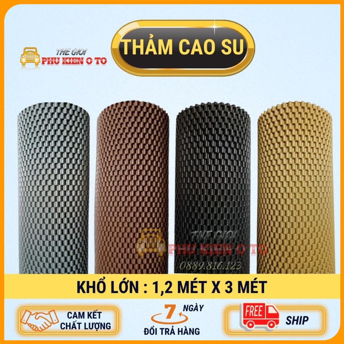 Thảm lót sàn ô tô cao su khổ lớn 1200cm x 3000cm lót sàn xe và lót cốp xe cao cấp- Bề mặt thiết kế vân 3D
