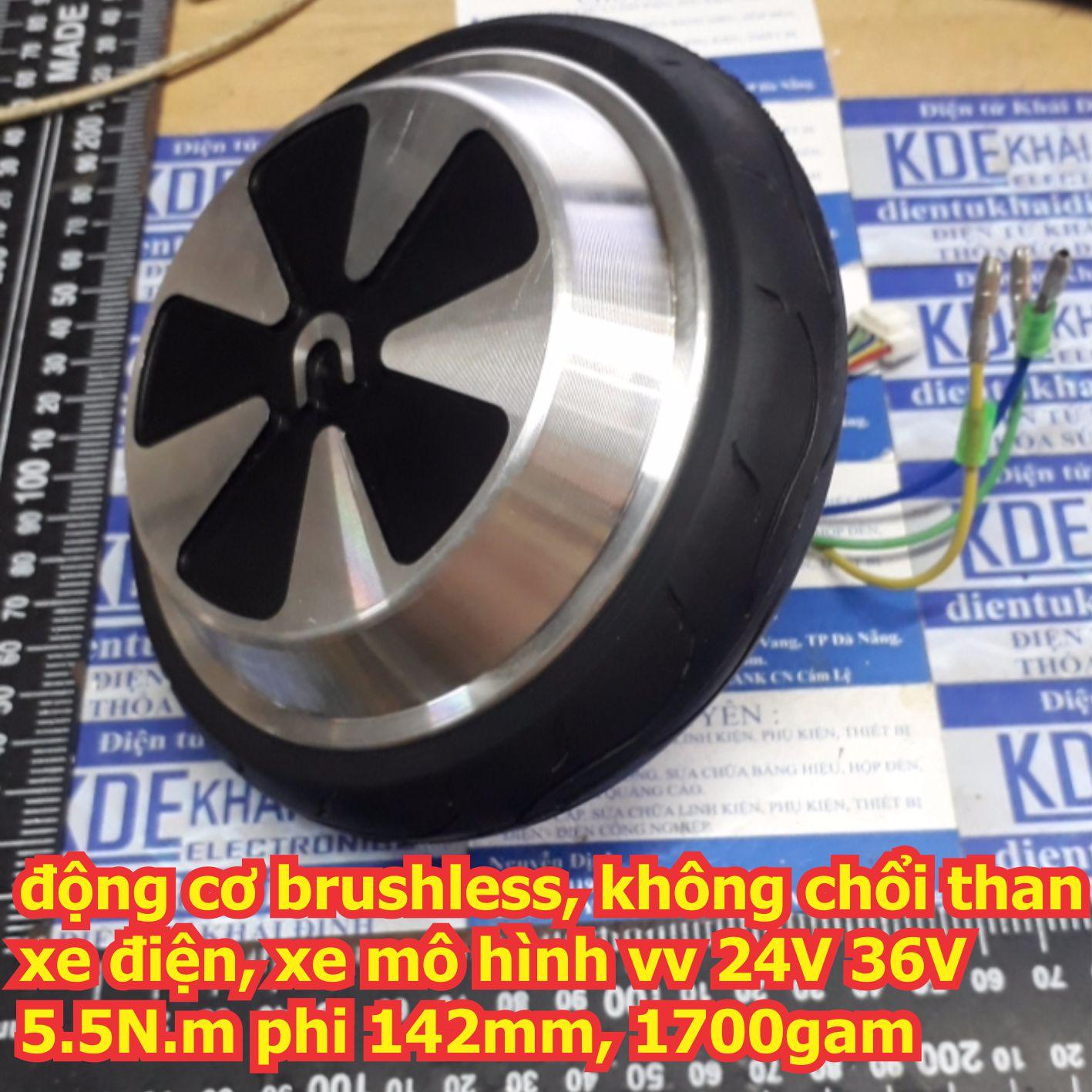 động cơ brushless, không chổi than xe điện, xe mô hình, patin vv 24V 36V 5.5N.m phi 142mm, 1700gam kde5828