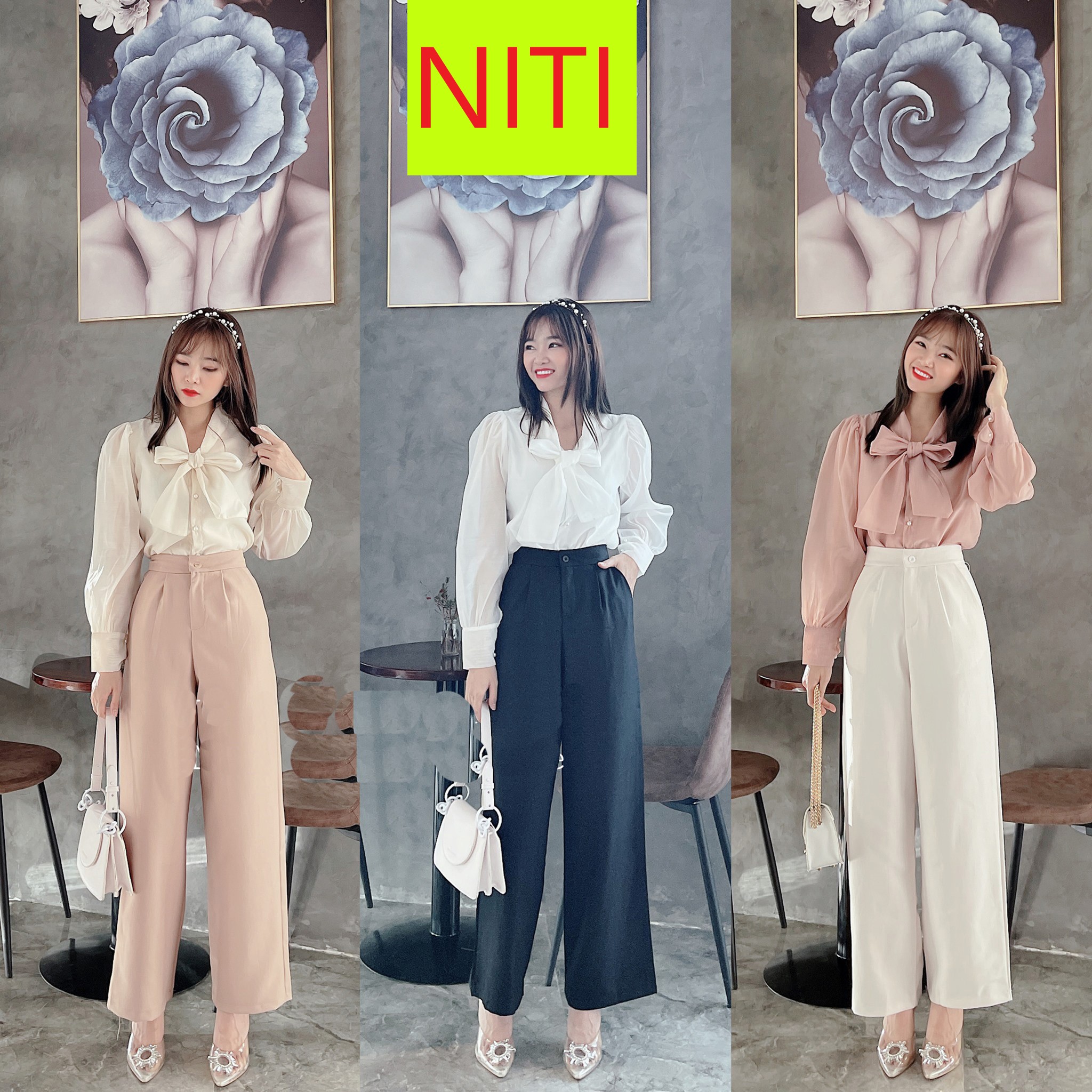 [HCM]QUẦN TÂY ỐNG RỘNG NỮ LƯNG CAO MÀU ĐEN CAO CẤP NITI ĐỦ SIZE S M L SIÊU THƯỚT THA SIÊU LẢ LƯỚT ĐẲNG CẤP QUÝ NÀNG