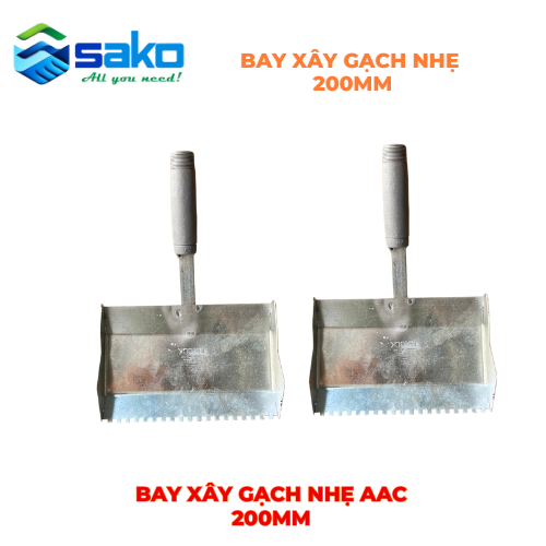 Bay Xây 200mm Răng Cưa Xây Tường Gạch AAC, Chuyên dụng trong Xây gạch bê tông chưng áp aac, Gạch nhẹ aac