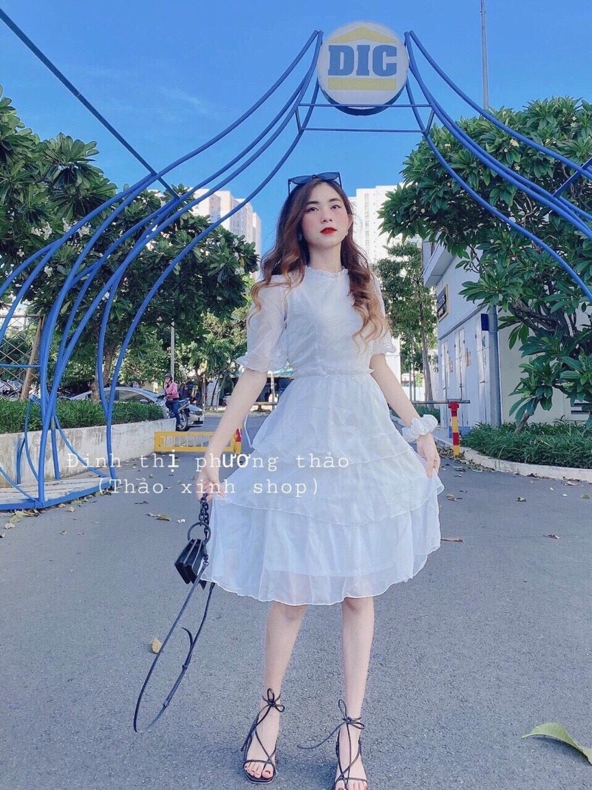 [HCM]ĐẦM NỮ XẾP LY 3 TẦNG VOAN LỤA CAO CẤP THỜI TRANG NỮ LINH LAN VL90