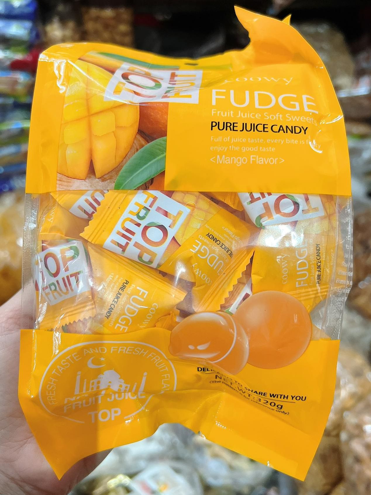 Combo 5 gói kẹo dẻo xoài top pruit fudge coowy - gói 320gr