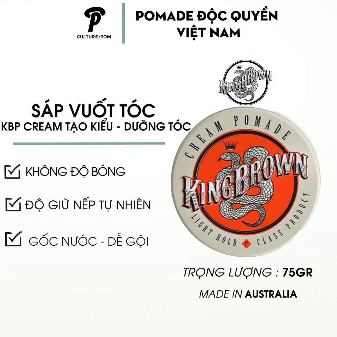 Kingbrown chính hãng ⎮ sáp vuốt tóc kingbrown cream