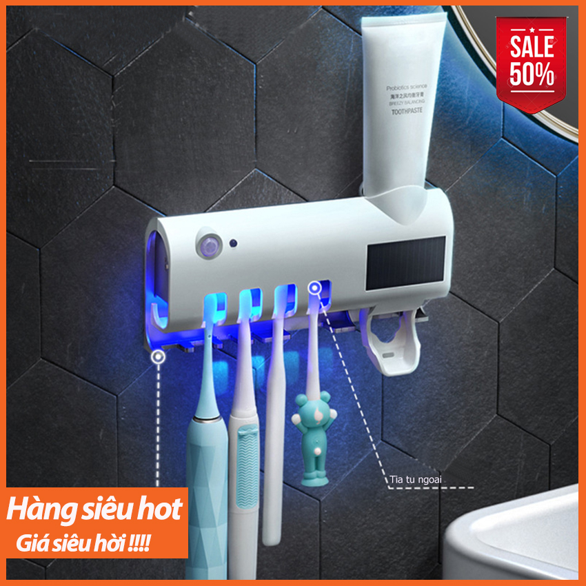 Máy khử trùng bàn chải đánh răng thông minh; tự động tiệt trùng và làm sạch mọi vi khuẩn bám trên bàn chải đánh răng; lấy kem đánh răng tiện lợi