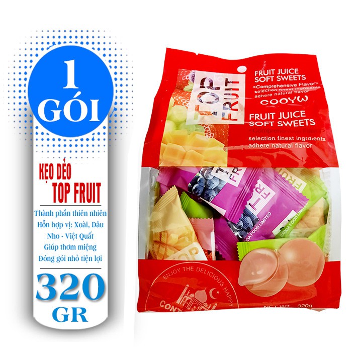 Kẹo dẻo trái cây mix vị top fruit 320gr - ăn vặt siêu ngon