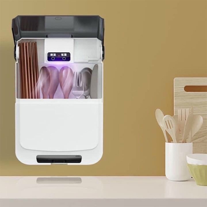 Máy Sấy Đũa, Khử Khuẩn Đũa Thìa Bằng Tia UV Treo Tường Tiện Lợi, Máy Khử Mùi, Hộp treo đũa sấy khô siêu sạch