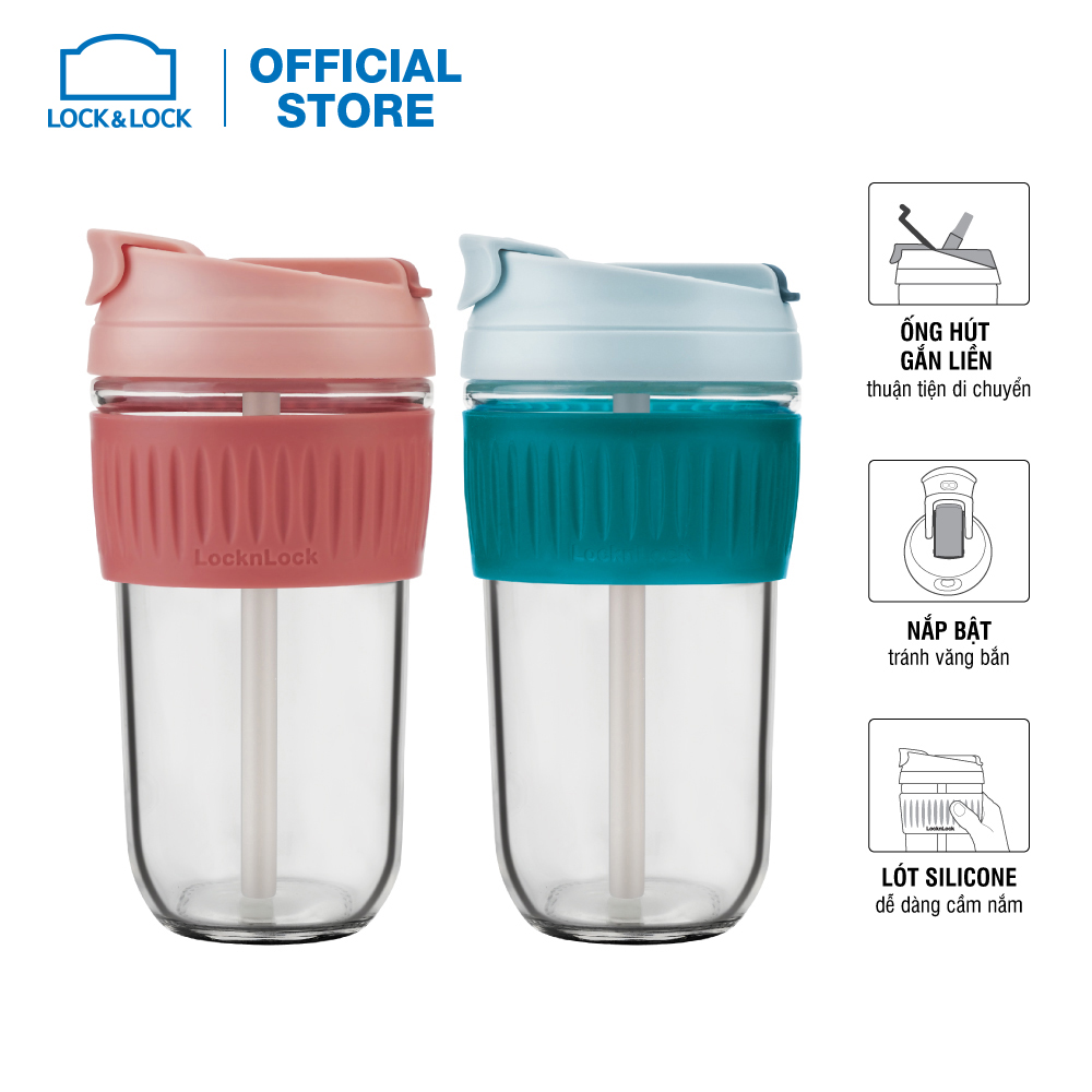 [Duy nhất 23.8 - Mua ngay] Bìnhnước thủy tinh Lock&Lock Dual 500ml - có nắp kéo - LLG699