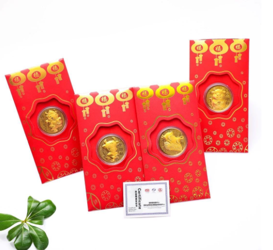 [TOP SALE] Một Bao Lì Xì Tết Hình Con Trâu Mạ Vàng 24K May Mắn - lì xì trâu vàng - hình ngẫu nhiên