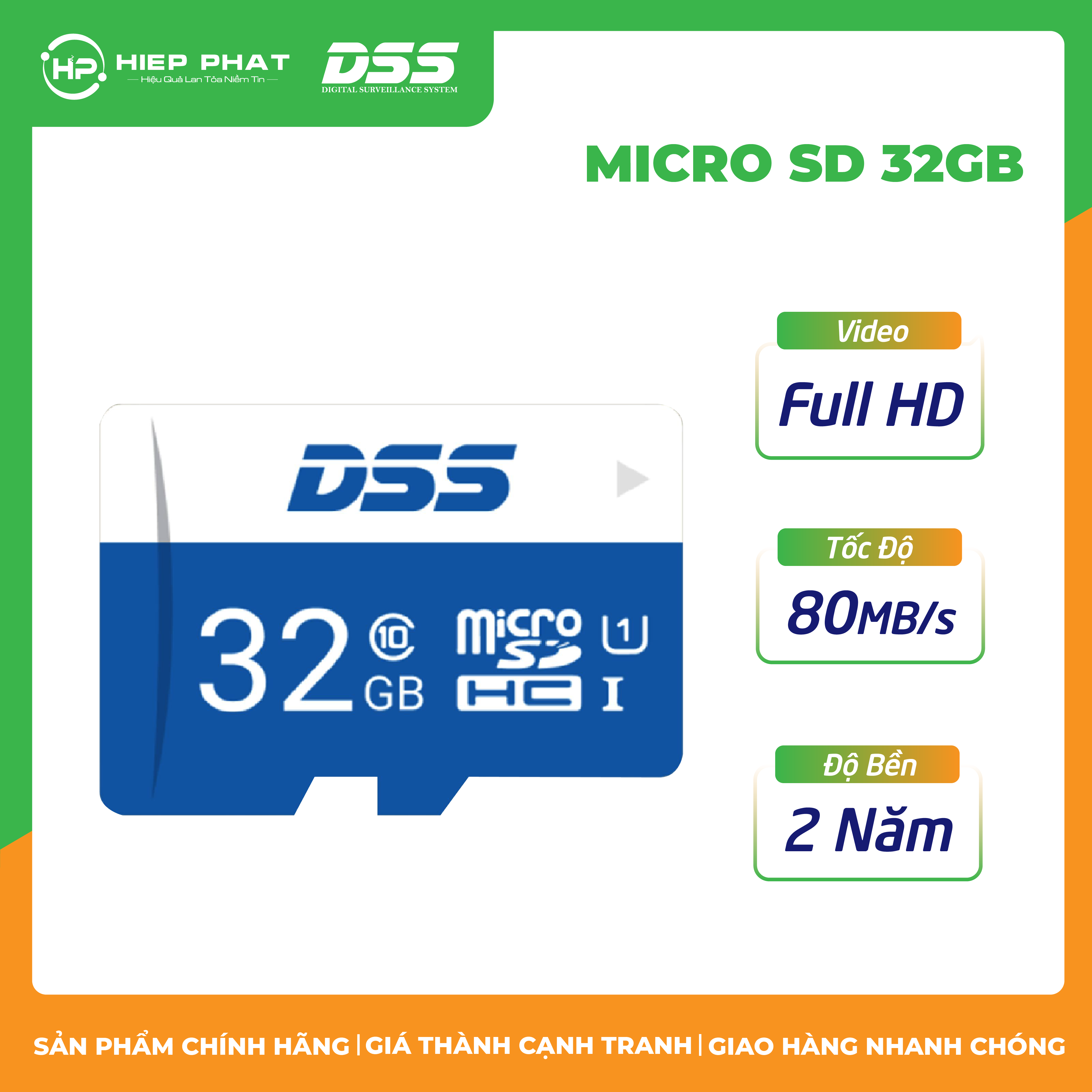 Thẻ nhớ lưu trữ dss - 32gb, 64gb, 128gb speed 80mb/s - dùng cho camera - micro sdxc - sản phẩm 100% chính hãng