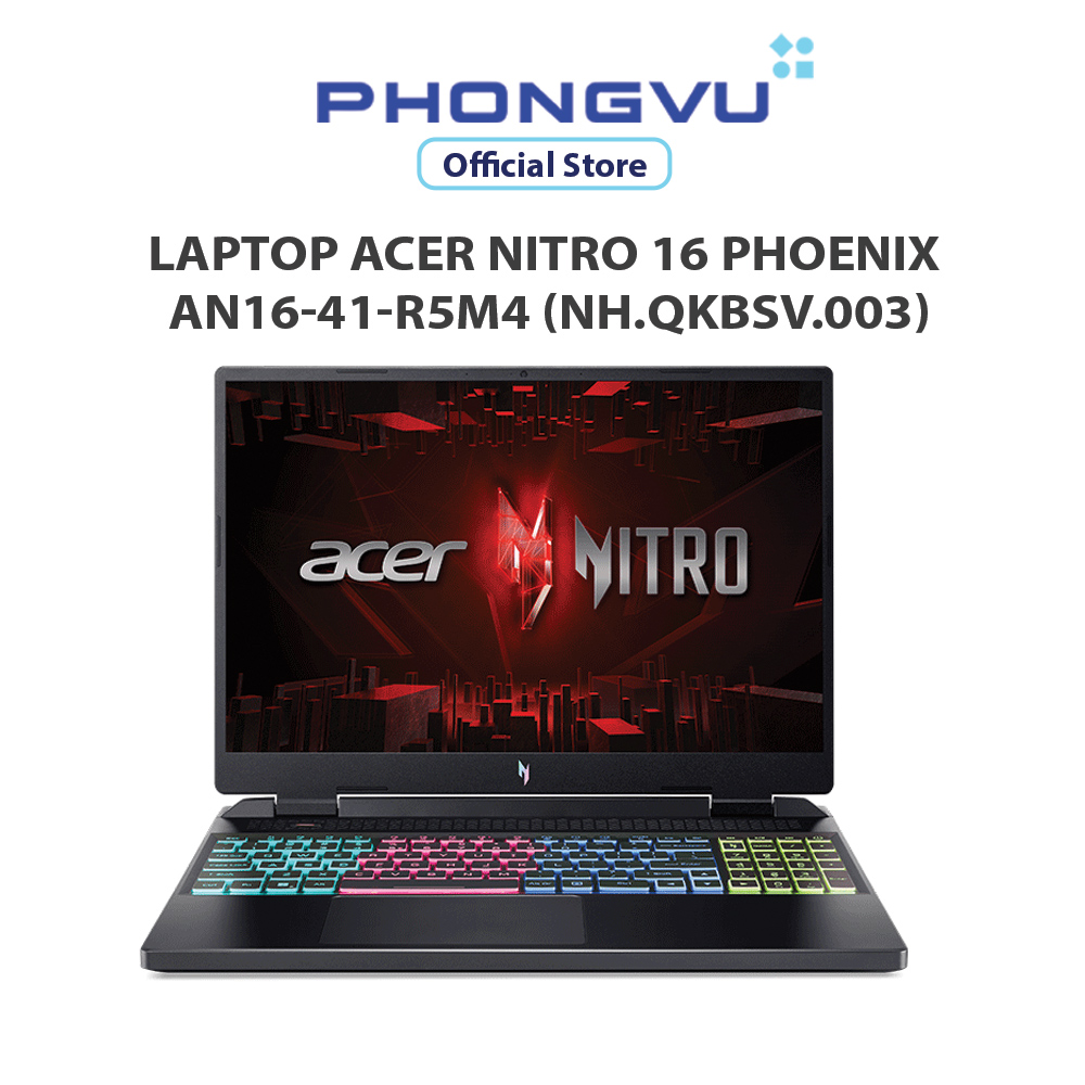 Máy tính xách tay/ Laptop Acer Nitro 16 Phoenix AN16-41-R5M4 (NH.QKBSV.003) (AMD Ryzen 5-7535HS) (Đen) - Bảo hành 12 tháng