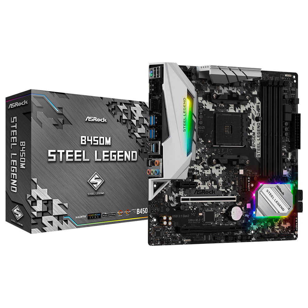 Mainboard Asrock B450M Steel Legend - Hàng chính hãng - Mới 100% - BH 36 Tháng