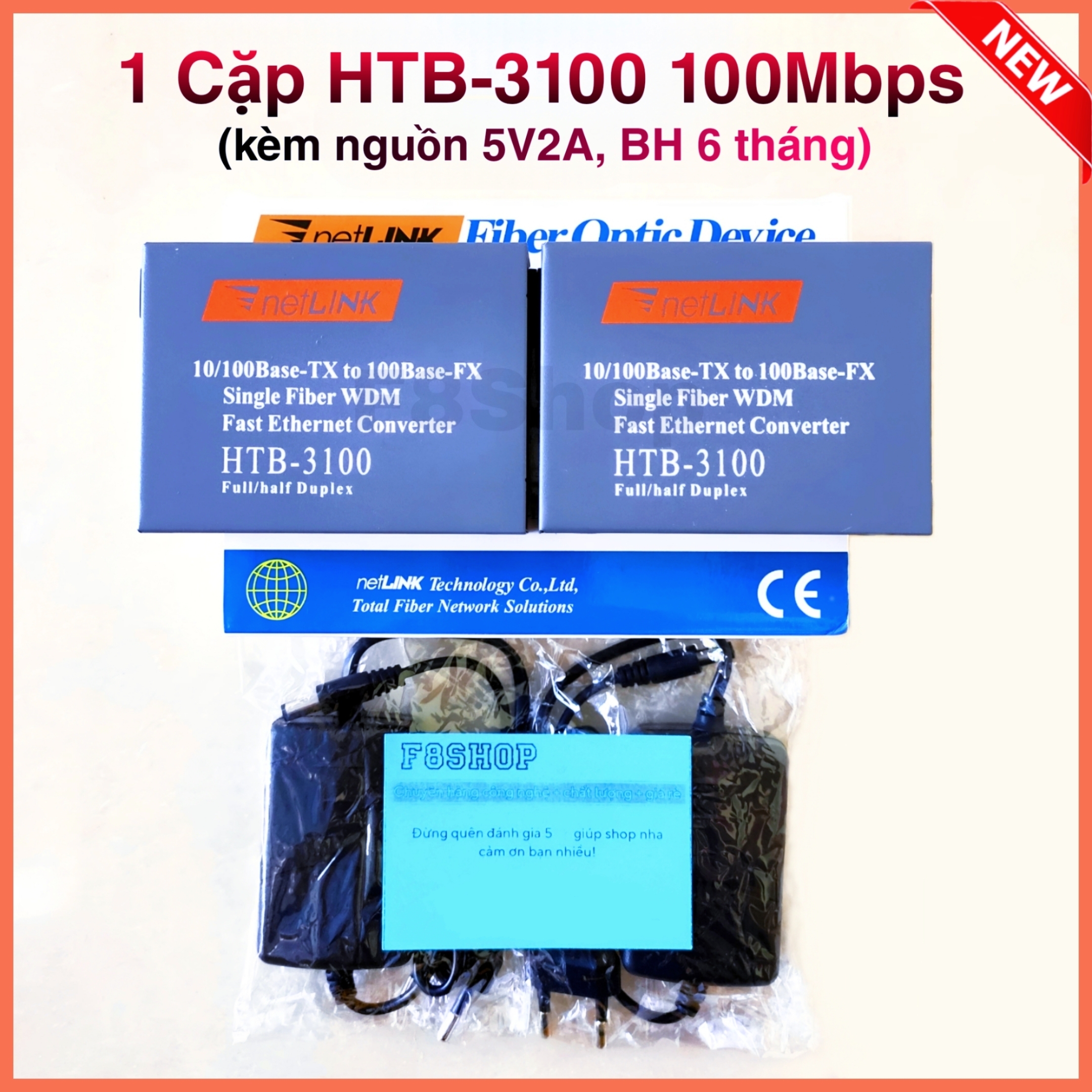 Bộ chuyển đổi quang điện netlink htb-3100ab 25km converter quang 1 sợi htb 3100ab htb 3100 htb 3100a 3100b 100mbps gồm 2 đầu ab