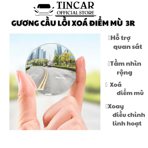 Gương cầu lồi ô tô, chính hãng 3r, xoay 360 độ, bộ 02 chiếc, gương cầu lồi xoá điểm mù ô tô, gương cầu lồi 3r