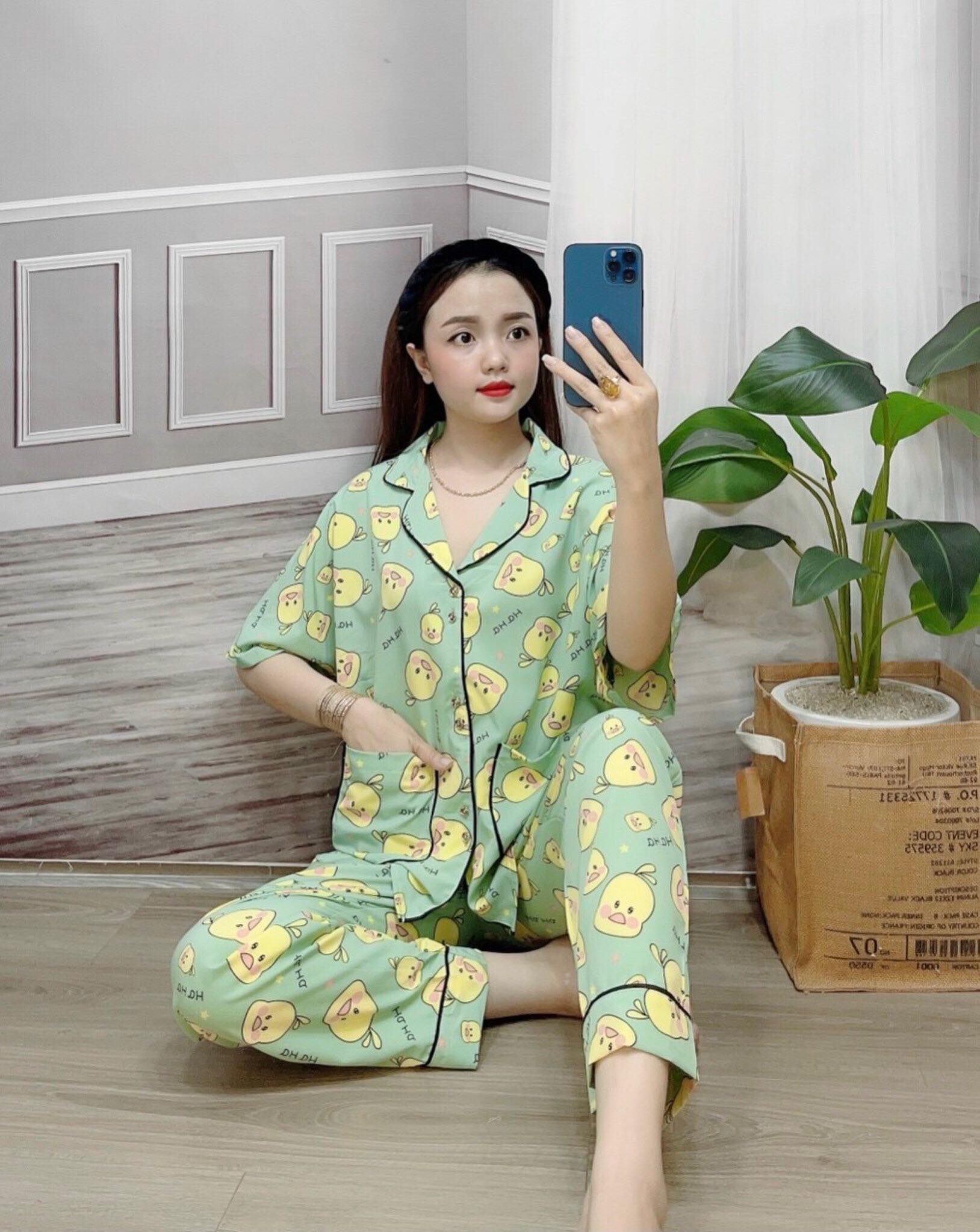 [MẪU HÓT XU HƯƠNG MỚI _FREESIZE DƯỚI 65KG] Đồ bộ ngủ mặc nhà pijama, tay ngắn cánh dơi quần dài, vải lụa siêu mềm mại
