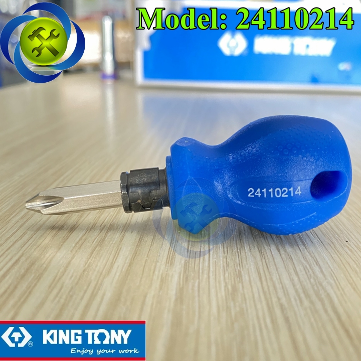 Tua vít lùn 2 đầu dẹp và bake ph2x38mm kingtony 24110214 màu xanh