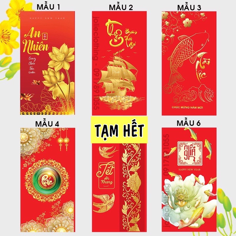 (HÀNG ĐẸP) Combo 20 Bao lì xì tết Tân Sửu 2021, Bao lì xì Tấn Tài Tấn Lộc - Màu ngẫu nhiên