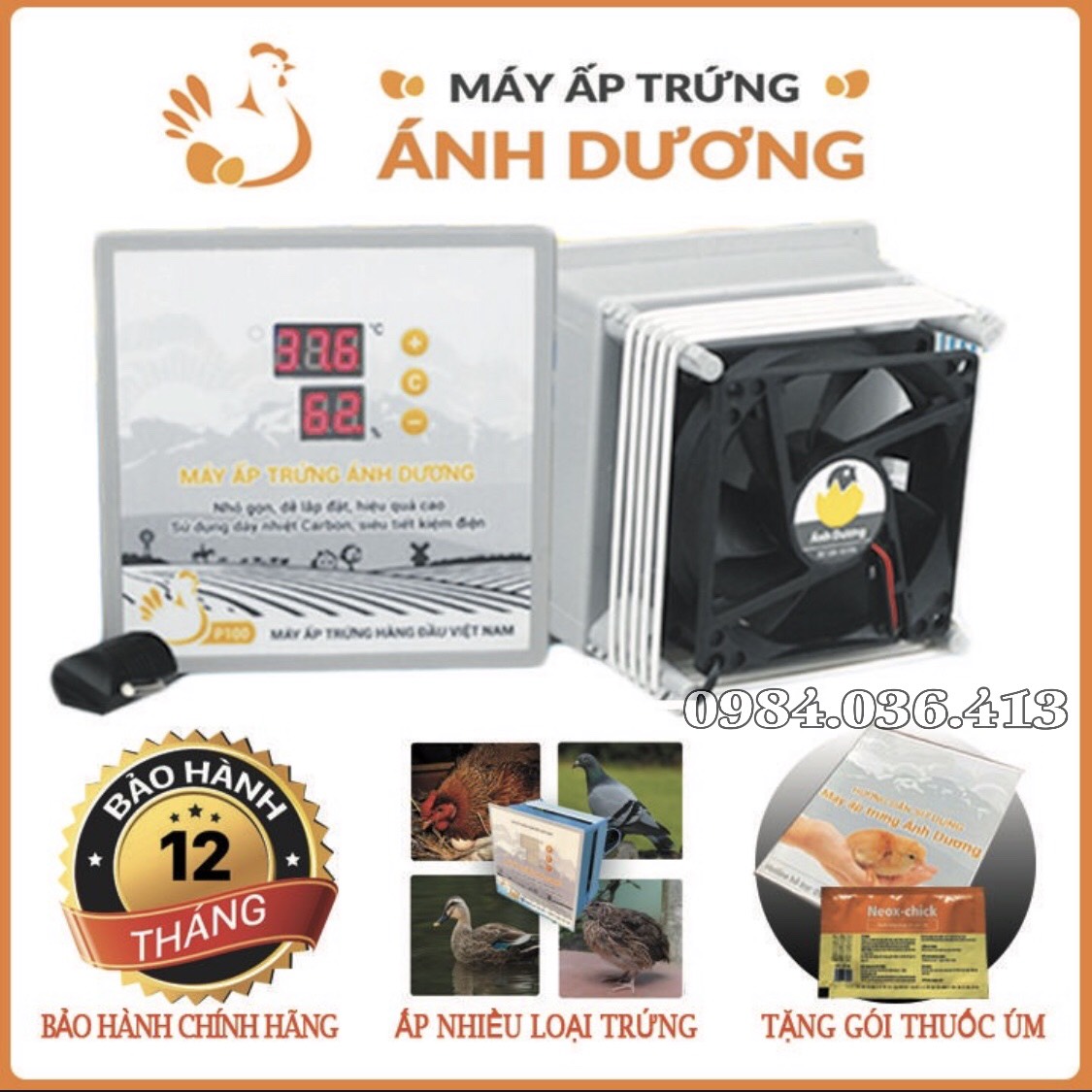 [HCM]Máy ấp trứng Ánh Dương P100 - TẶNG GÓI ÚM - máy ấp mini tối đa 100 trứng- Máy đảo tay lắp ráp vào thùng xốp