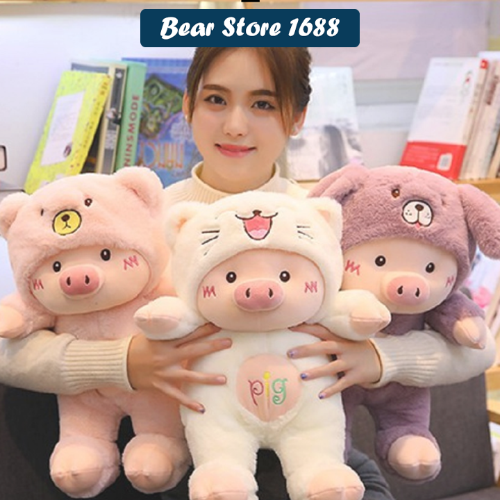 Gấu Bông Heo Đội Mũ Búp Bê Đồ Chơi Thú Bông Heo CosPlay Mèo