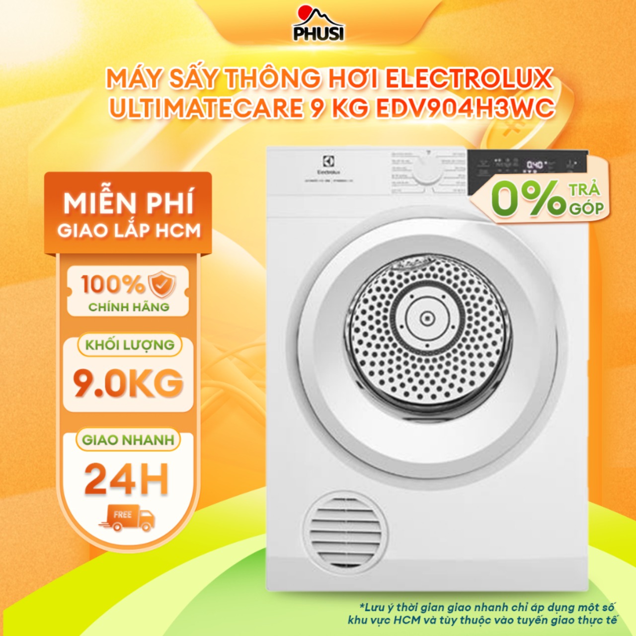 Máy sấy thông hơi electrolux ultimatecare 9 kg edv904h3wc - hàng chính hãng - -