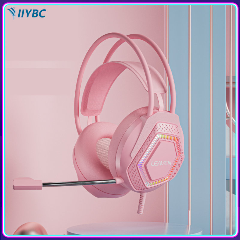 IIYBC Tai nghe khử tiếng ồn chơi game RGB Tai nghe đeo cổ Macaron Tai nghe chơi game có dây