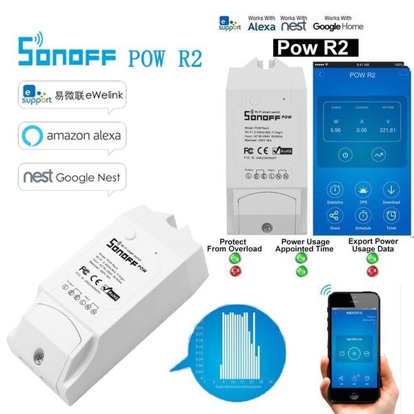 Sonoff POW R2 Wifi switch with accurate power measurement. Công tắc thông minh điều khiển từ xa WiFi 3G-4G