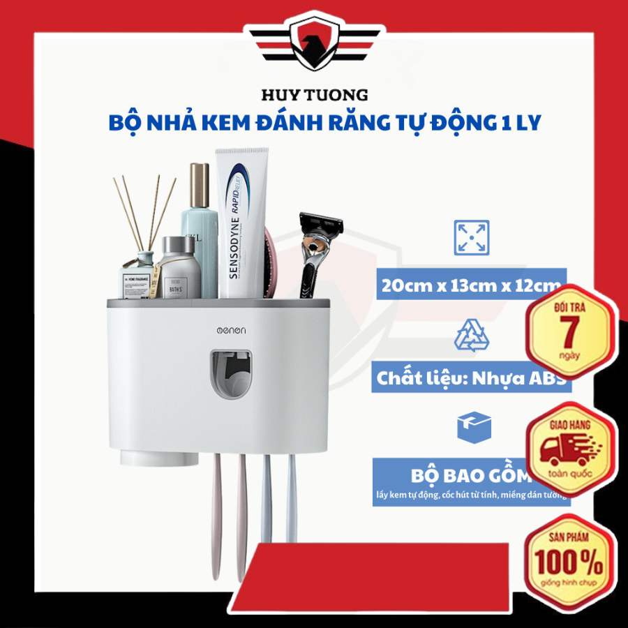 Bộ Nhả Kem Đánh Răng Tự Động, Kệ Để Bàn Chải Đánh Răng Thông Minh, Tiện Lợi Dễ Dàng Gắn Tường - Huy Tưởng